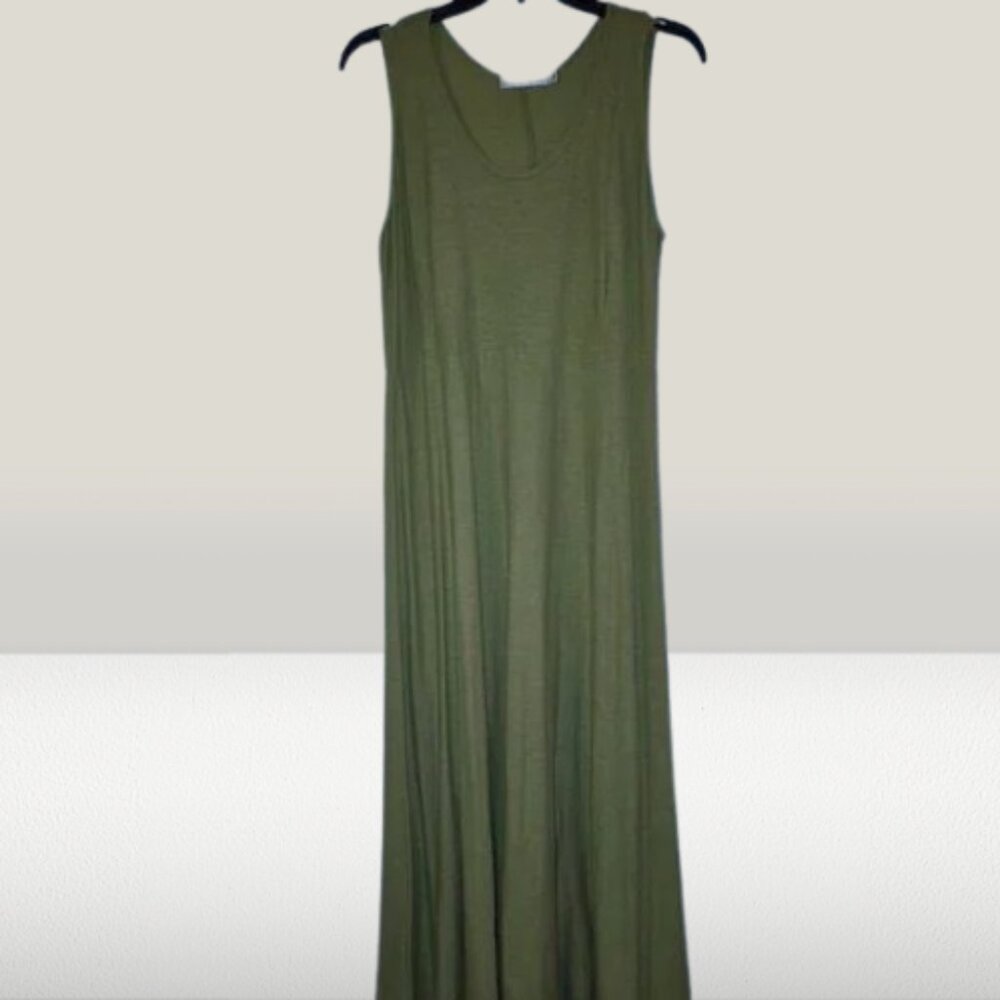 COPY - Cut Loose Dress  Linen and Cotton  Size L Chartreuse Green Yellow